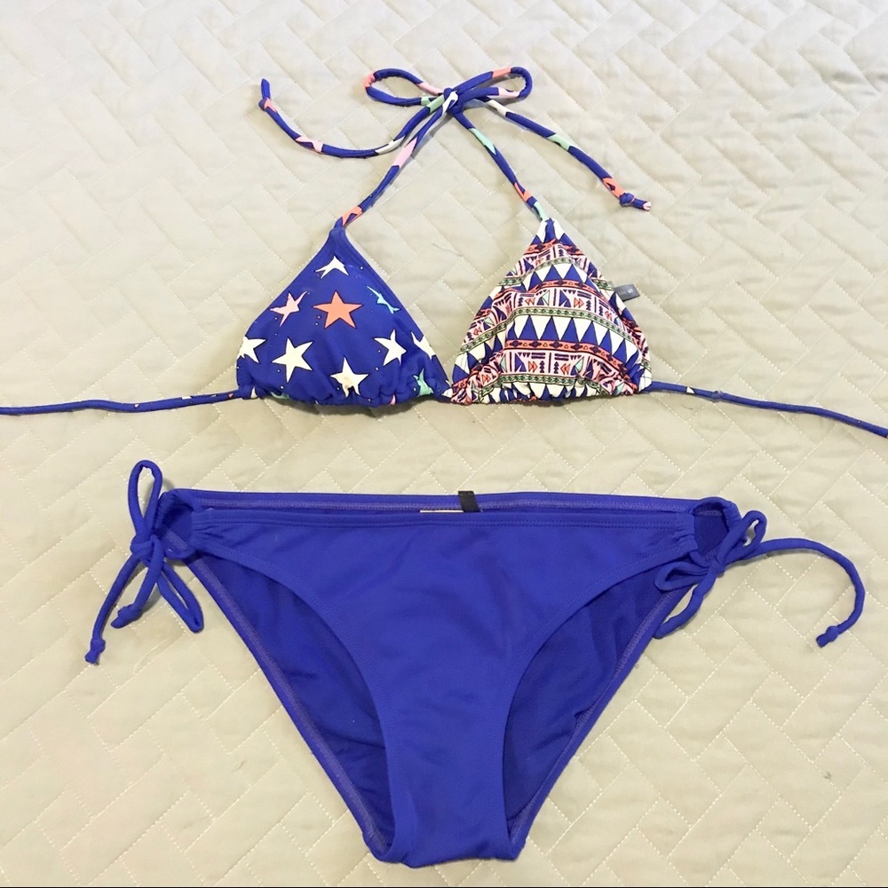🎃PacSun LA Hearts American Flag Bikini
